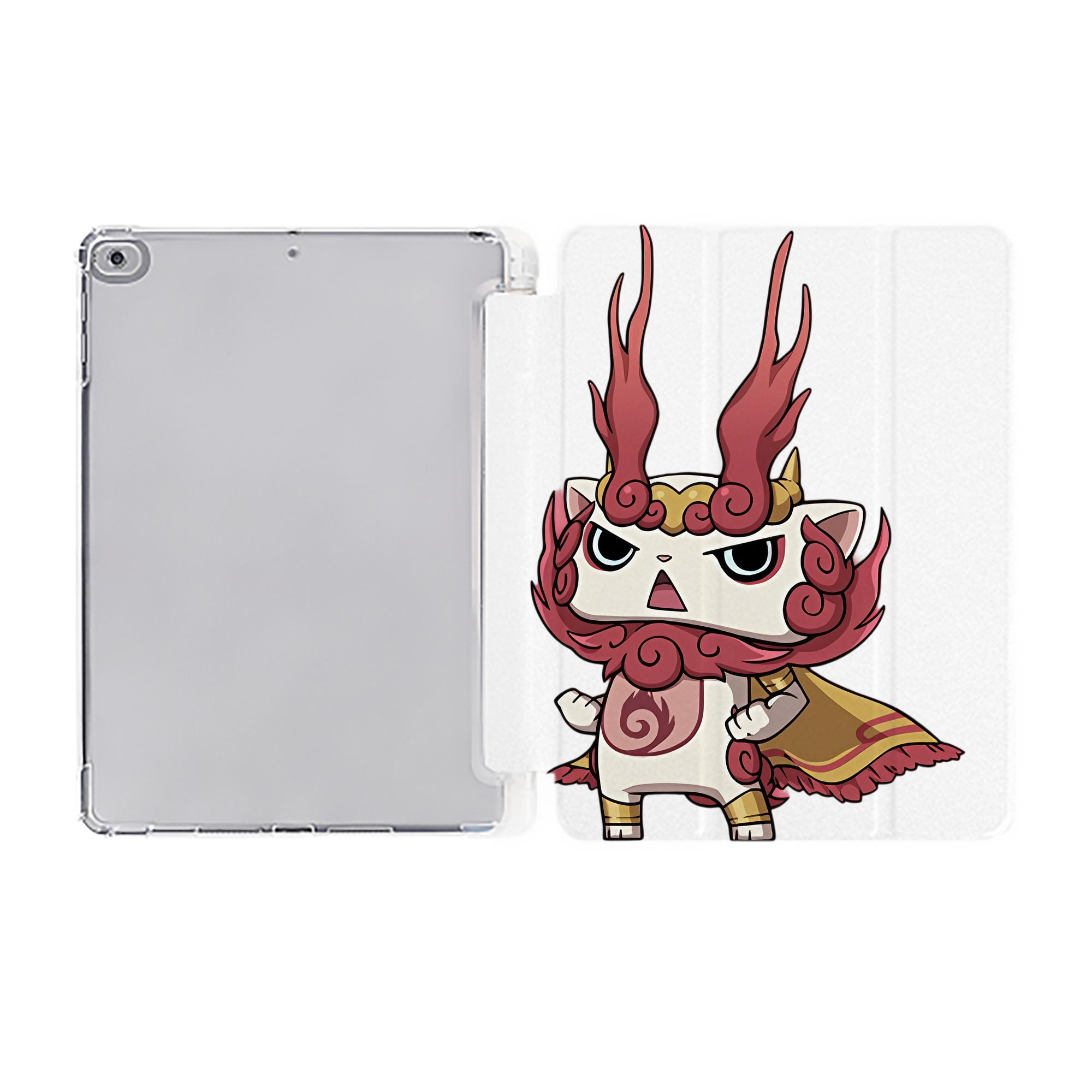 （画像用） 妖怪ウォッチ Yo-kai Watch IPad ケース ペン収納付き 三つ折りスタンド PUレザー×シリコン 対応機種9.5/10.5/10.9インチ